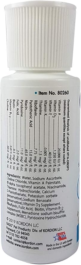 Oasis Hamster Vita-Drops All-in-1 Multivitamins - Daily Vitamin Supplement Supports Healthy Bones & Teeth, Joints & Digestion, Promotes Healthy Skin Coat, Orange Flavor, 2-Ounces Kordon