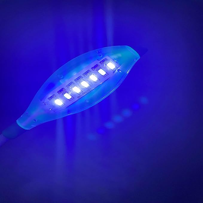 Clip On Aquarium LED Light, Mini USB Tortoise Fish Tank Aquarium LED with No Strobe, Clip On Leaf Head Ligh with US Plug 100-240V, for Aquatic Plant Growing(green blue white light) DAUERHAFT