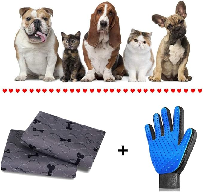 Washable Dog Pee Pads with Free Grooming Gloves,Non Slip Dog Mats with Great Urine Absorption,Reusable Puppy Pee Pads for Whelping,Potty,Training,Playpen - PAWPICO