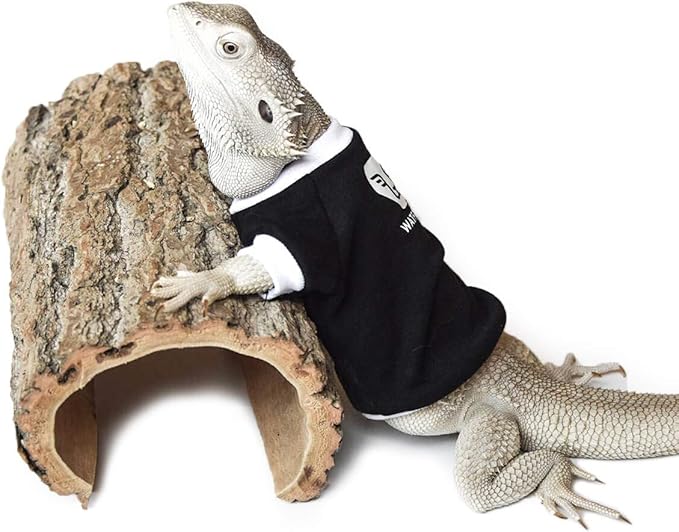 WATFOON Lizard Clothes Bearded Dragon Sweater Winter Thermal Crew Neck Shirt Warm Coat Hoodies Costume Soft Touching for Leopard Reptile Gecko Anole Amphibians Apparel Cold Weather (L, Black White) WATFOONpets