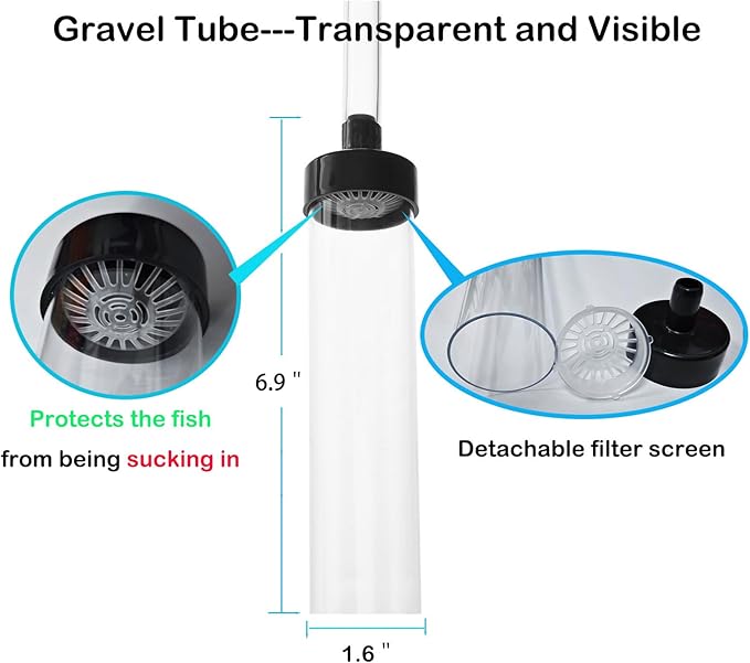 4.3ft Fish Tank Cleaner Aquarium Siphon Gravel Vacuum for Aquarium Fish Tank Changing Water Cleaning Gravel and Sand Seltomer