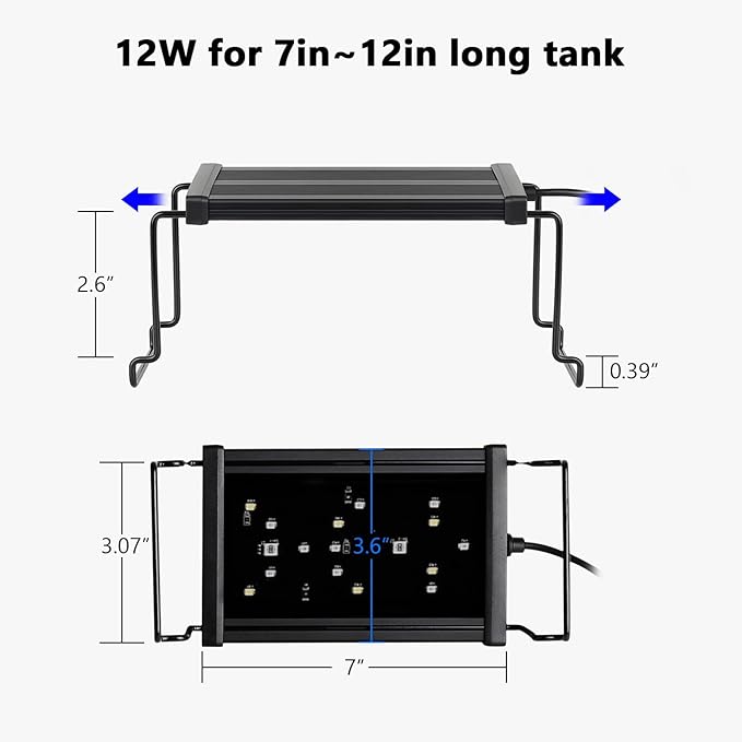 hygger New Mode 24/7 Timer LED Aquarium Light, Auto On Off Full Spectrum Fish Tank Light Fish Colorful/Sun/Nightlight/Wrgb Cycle Mode for Freshwater Plants Tank (for 7in~12in Long Tank) hygger