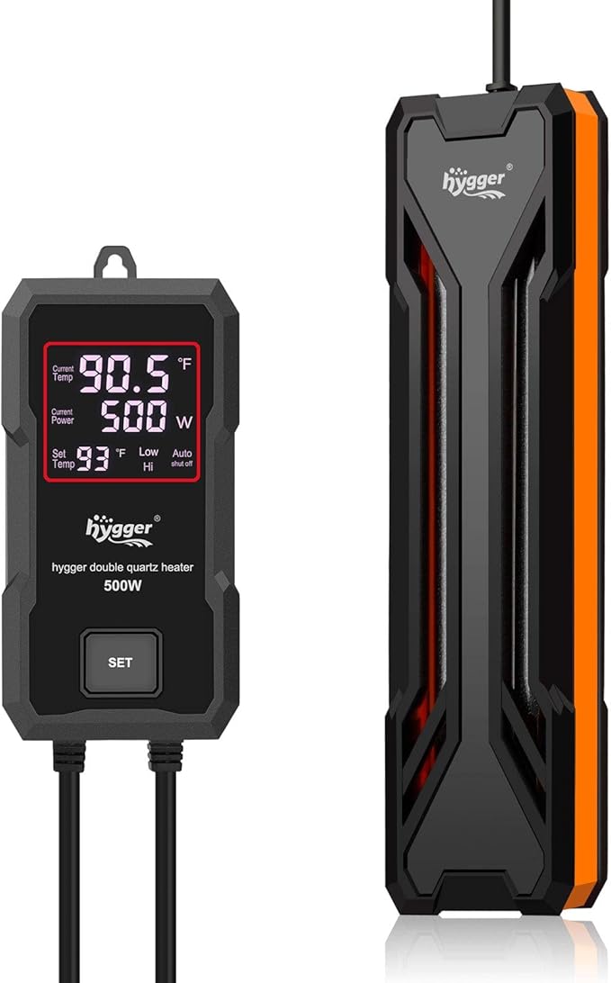 hygger Aquarium Heater 300W/500W/800W/1000W, Submersible Fish Tank Heater with Digital LED Controller and Intelligent Leaving Water Automatically Stop Heating System, for Freshwater and Saltwater hygger