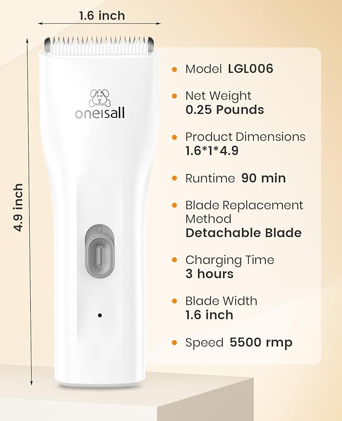 oneisall Pet Clipper for Cat Matted Hair, Pet Shaver for Cats Quiet Pet Hair Clippers Cordless Cat Clippers for Matted Hair Cat Clippers for Long Hair - PAWPICO