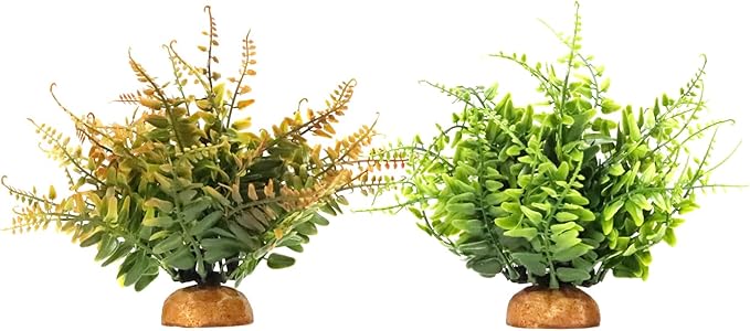 Fake Green Boston Fern, Reptile Plants for Terrarium, Amphibian Tank Accessories Habitat Decor fit Crested Gecko Leopard Lizard Chameleon Ball Python Snake Frog WOLEDOE