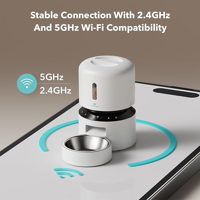 PETLIBRO Automatic Cat Feeder, 5G WiFi Automatic Pet Feeder with Freshness Preservation, 3L Timed Cat Feeders for Dry Food, Up to 48 Portions 10 Meals Per Day, Granary Pet Feeder for Cat/Dog, White - PAWPICO