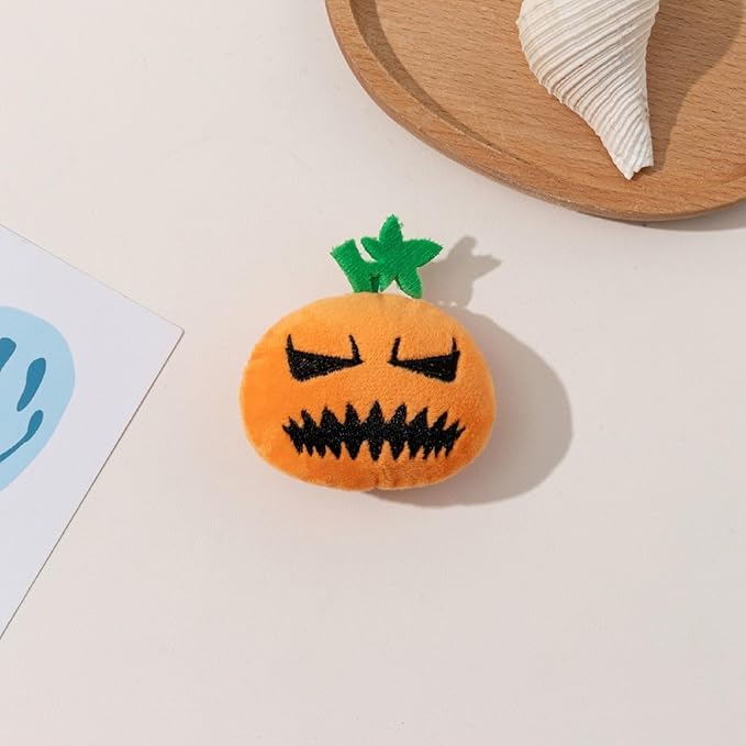 4PCS Halloween Pumpkin Cat Squeaky Toys Interactive Plush Pet Toy for Indoor Cats with Squeaker - PAWPICO