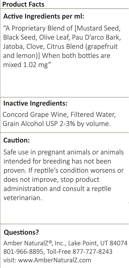 AMBER NATURALZ Reptaid Herbal Supplement for Small Reptiles | Herbal Pet Supplement for Immune Support | for Reptiles Under 250g | 1 Fluid Ounce Glass Bottle | Manufactured in The USA AmberNaturalZ