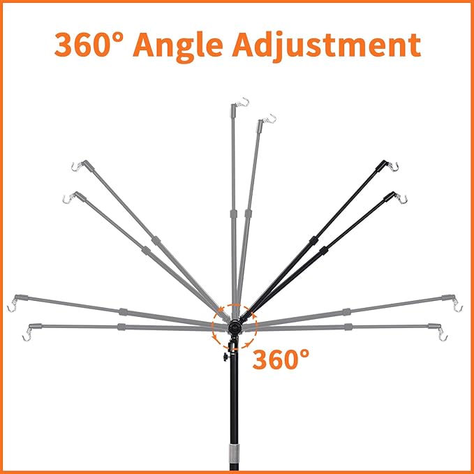 76" Stretching Adjustment Dual Reptile Lamp Stand Hang 8 Lbs Very Sturdy, Reptile Heat Light Stand Brooder Lamp Support, Grow Light Stand, Turtle Tank Light Stand, Aquarium Light Stand msgglun