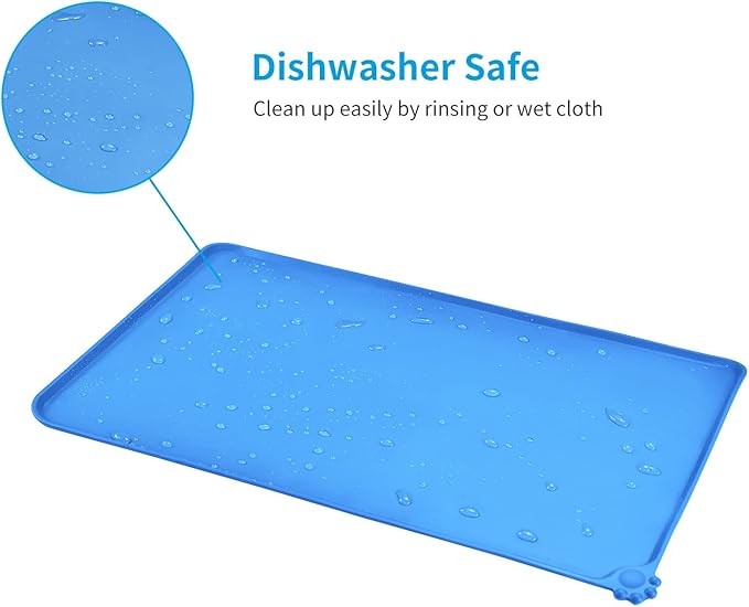 AUDWUD Silicone Waterproof Dog Cat Pet Feeding Mats,Anti Slip Pet Bowl Mats,Pet Feeding Mat, 28" x 18" - PAWPICO