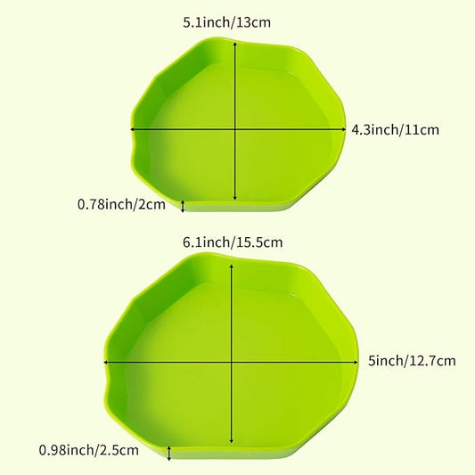 4 Pack Reptile Food Dish Bowl, Plastic Worm Water Dish Plate for Lizard Gecko Bearded Dragon Chameleon, Green and Orange, 2 Sizes COMSUN