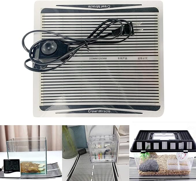 Reptile Heat Pad, Adjustable Temperature Control Lizard Terrarium Heating Mat for Small Animals Snake Turtle Bearded Dragon Gecko and Plant (5W) APlayfulBee