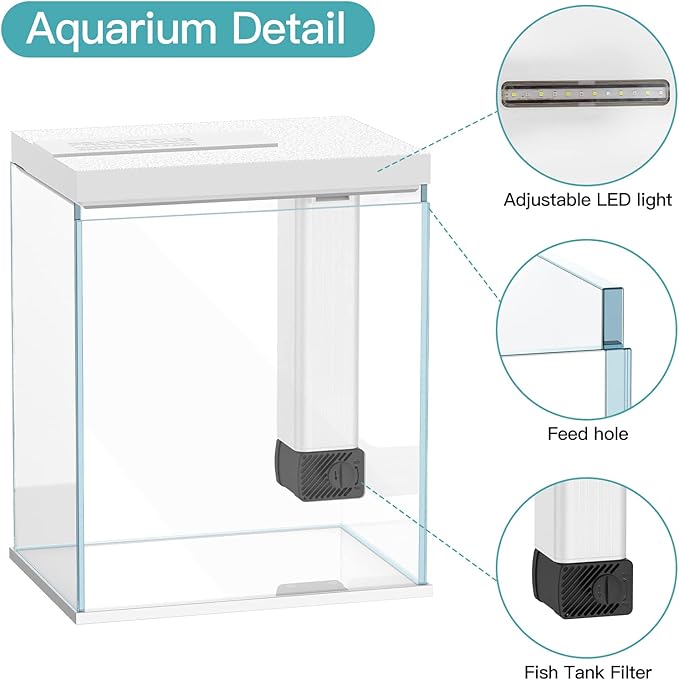 Betta Fish Tank, 2 Gallon Glass Aquarium Starter Kit, Small Fish Tank with Filter and Light. Pronetcus