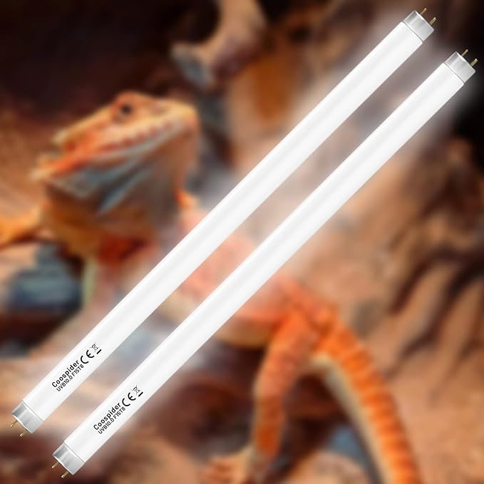 Hypool 2 Pack T8 Strip UVA UVB Reptile Lighting Bulb 18-Inch 15 Watt UVB 10.0 Fluorescent Bulb 10-Percent UVB Desert Pet Habitat Light for Reptiles Amphibian Hypool