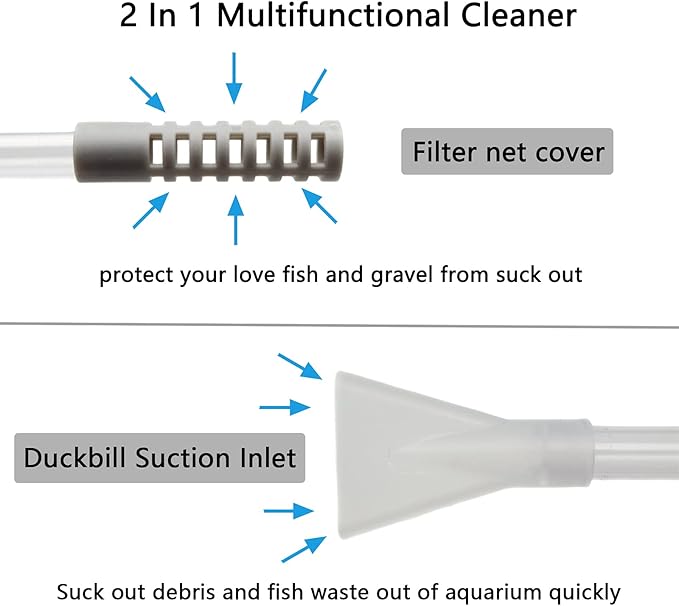 10 Gallon Fish Tank cleaner and Aquarium Water Changer Siphon with a Thinner Tubing. Perfect for Cleaning Small Tanks, Gravel Vacuum for Aquarium Kit AREPK