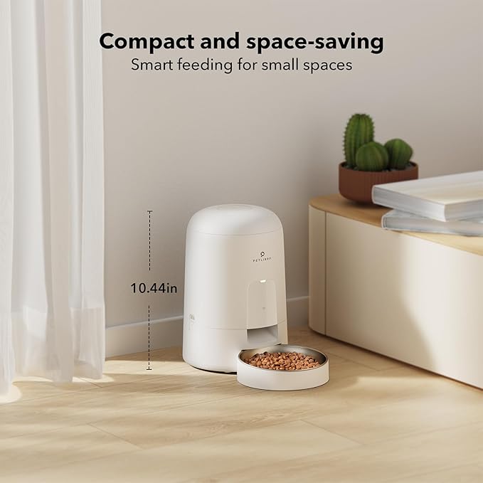 PETLIBRO Automatic Cat Feeder, Wi-Fi Rechargeable Cat Food Dispenser Battery-Operated with 30-Day Life, AIR 2.4G Wi-Fi Timed Pet Feeder for Cat & Dog, 2L Auto Cat Feeder, White - PAWPICO