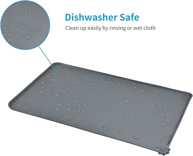 AUDWUD Silicone Waterproof Dog Cat Pet Feeding Mats,Anti Slip Pet Bowl Mats,Pet Feeding Mat, 28" x 18" - PAWPICO