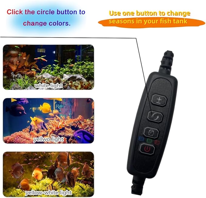 Aquarium Light Focus Light for Fish Tank Indoor LED Light Big Clip Lamp Adjustable Focus (White-Blue with Timer) PAWPICO