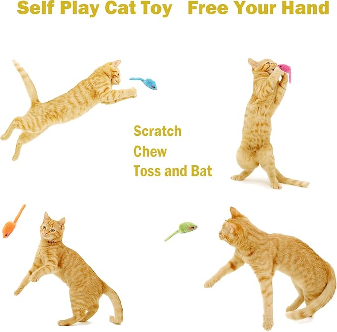 12PCS Cat Mouse Toy, Faux Fur Cat Mice Toys, 5.5” Realistic Size Mouse Toys for Cats, Rattle Cat Toy Mouse, Prefilled Catnip Mouse Cat Toy, Interactive Cat Toy for Bored Indoor Adult Cats - PAWPICO