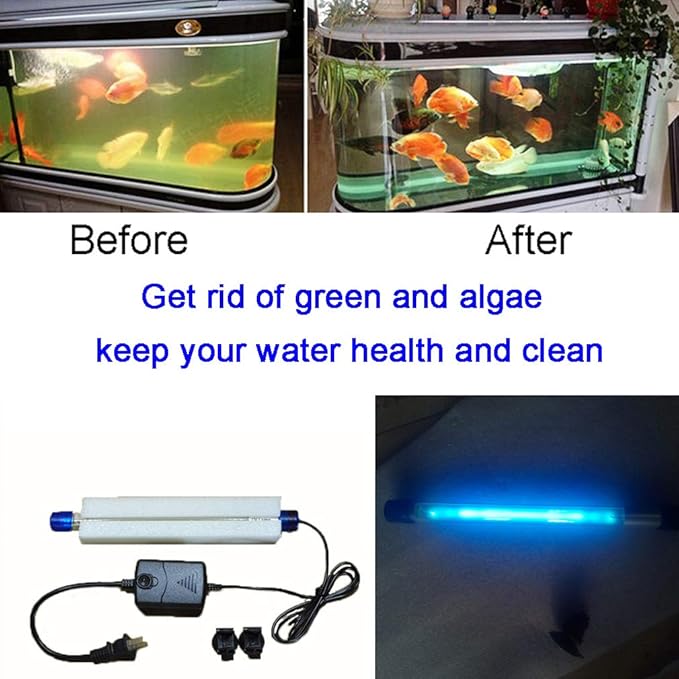 13W Aquarium Algae Clean Light for Fish Tank Water Clean Light Aquarium Green Clean Light Waterproof Fish Water Clean Light for Pond Fish Tank Sump Swim Pool (13w 13inch) JackSuperAquariumPetsFocus