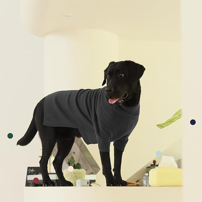 IECOii XXL Dog Sweater,Knit Big Dog Sweater Christmas,Pet Turtleneck Doggy Sweatshirt for Extra Large Dogs boy Girl,Large Size Dog Cold Weather Outfit English Bulldog Clothes for Winter,(Grey XXL) - PAWPICO