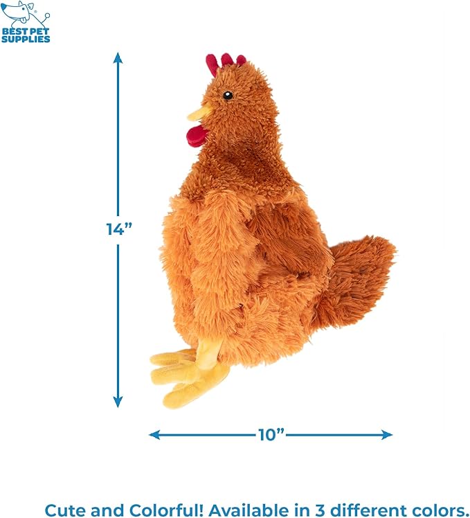 Best Pet Supplies Chicken Crinkle Plush Dog Toys for Interactive Play, Puppy and Senior Indoor Play, Colorful Chicken Toy Shape, Cute and Cuddly - Crinkle Chicken (Brown) - PAWPICO