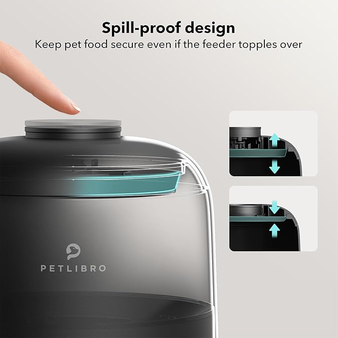 PETLIBRO Automatic Cat Feeder, Wi-Fi Rechargeable Cat Food Dispenser Battery-Operated with 30-Day Life, AIR 2.4G Wi-Fi Timed Pet Feeder for Cat & Dog, 2L Auto Cat Feeder, Black - PAWPICO