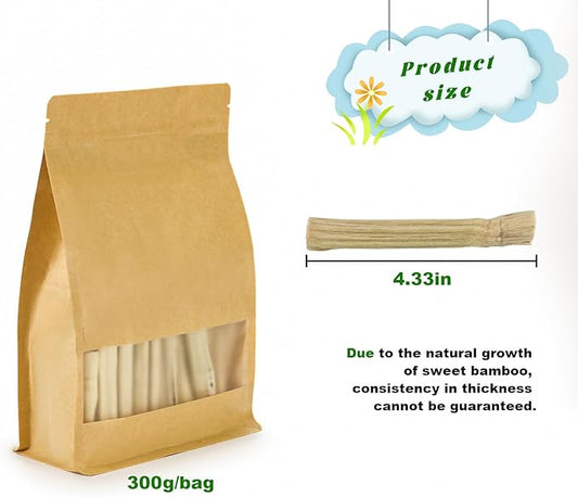 300g/0.66lb Sweet Bamboo Chew Sticks for Rabbits Bunny Chew Toys Molar Treats Snack for Small Animals Hamsters Chinchillas Guinea Pigs Natural Teeth Grinding Toys Heylcm