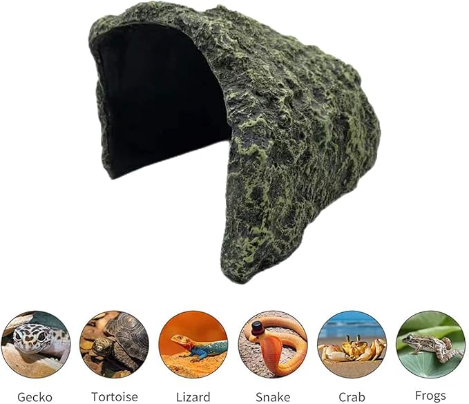 Oversize Reptile Hides and Caves Resin Rock Reptile Aquarium Habitat Hideouts Large Reptile Hiding Cave Lizard Hiding Spot for Bearded Dragon Snakes Tortoise Aquarium Terrarium Hideaway ZXUAQNOE