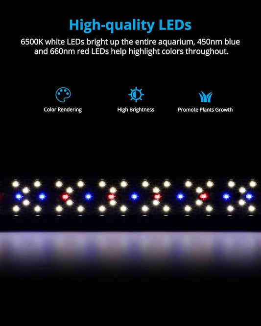 NICREW SkyLED Plus Aquarium Plant Light, Freshwater Fish Tank Light with Ramp Up and Dim Down, Spectrum Adjustable and Lighting Schedule Programmable with Controller, 36-48 Inches, 36 Watts NICREW