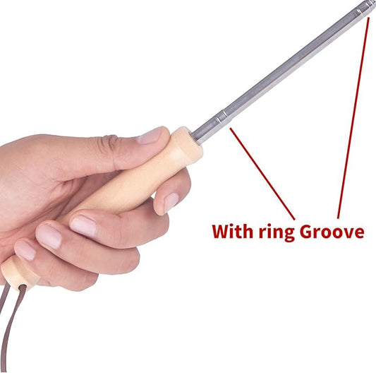 29 inches Collapsible Snake Hook,Telescopic Rods Designed with Ring Grooves,Sturdy Stainless Steel Hook,Snake Tool Hook,Wooden Handle BOVONVON