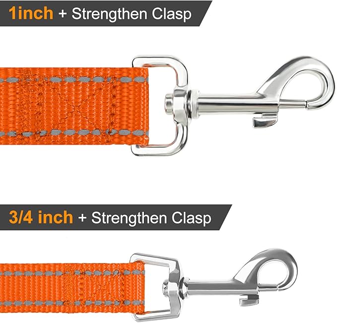 Joytale Double-Sided Reflective Dog Leash, 6 FT/5 FT/4 FT, Padded Handle Nylon Heavy Duty Leashes for Medium & Large Dogs Walking, Orange, 5FT Joytale