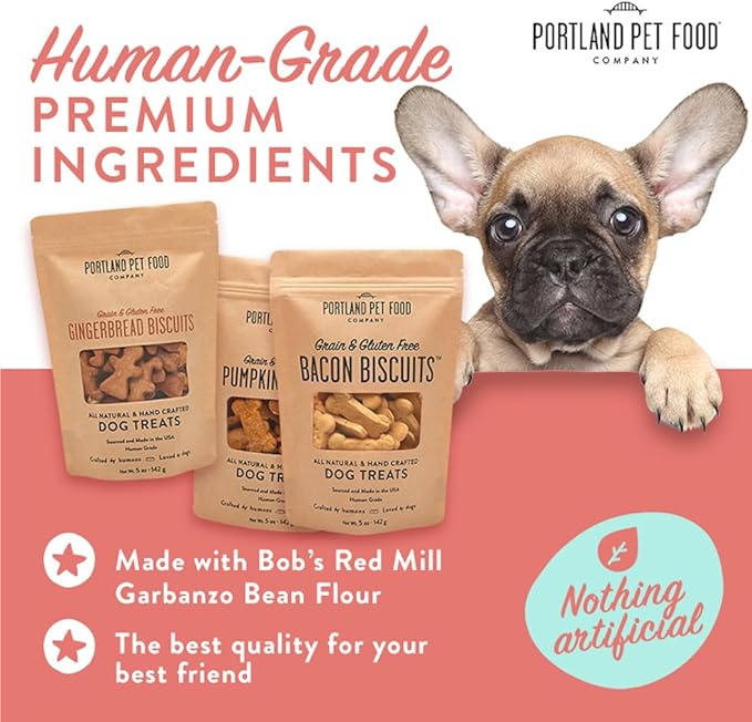 Portland Pet Food Company Pumpkin Healthy Dog Treats - Grain-Free, Human-Grade, Pumpkin Dog Treats - All Natural Dog Training Treats & Biscuits Made in the USA Only 1-Pack (5 oz) - PAWPICO