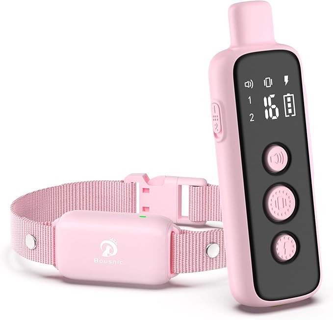 Bousnic Shock Collar for Dogs - Waterproof Rechargeable Dog Electric Training Collar with Remote for Small Medium Large Dogs with Beep, Vibration, Safe Shock Modes (8-120 Lbs) BOUSNIC