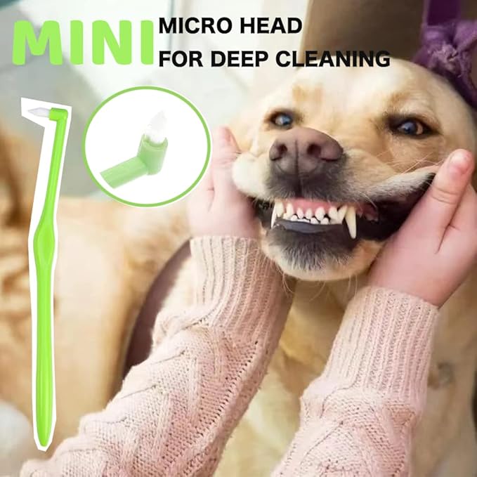 8 Pack Small Dog & Cat Toothbrush Kit, 360º Pet Toothbrush/Mini Head/Dual Head / 10000 Ultra-Soft Bristles Tooth Brush/Finger Toothbrushs for Cat Kitten Doggie Dental Care, Oral Hygiene Qubccum