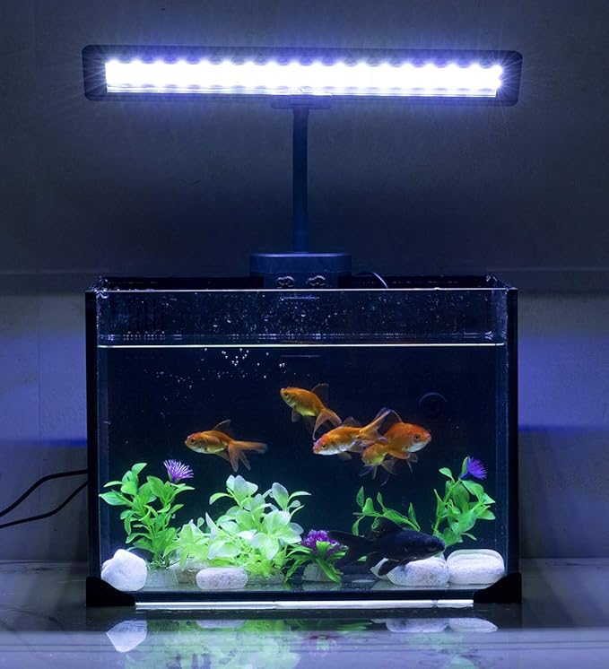hygger 14 Inches Blue White LED Aquarium Light Clip on Small Led Light for Planted Saltwater Freshwater Fish Tank with Gooseneck Clamp 21W hygger