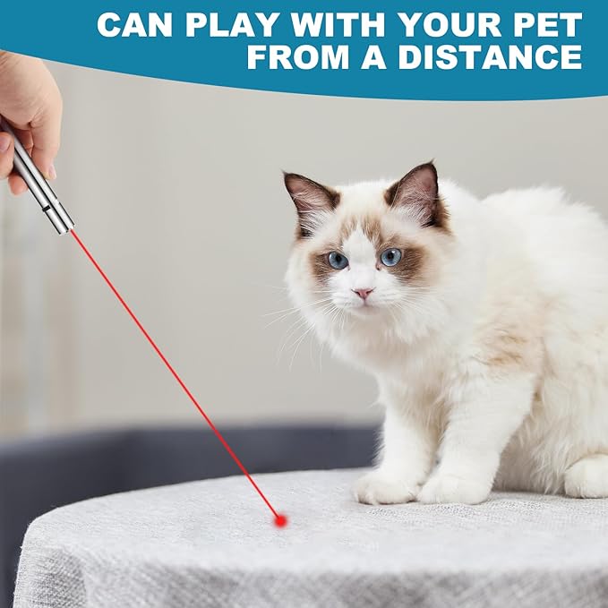 Cowjag Cat Toys, Laser Pointer with 5 Adjustable Patterns, USB Recharge Laser, Long Range and 3 Modes Training Chaser Interactive Toy, Dog Laser Toy - PAWPICO