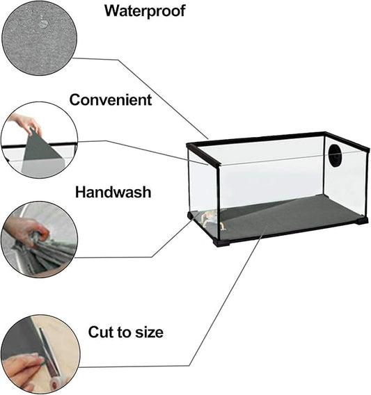 47" x 24" Large Reptile Carpet Terrarium Liner Bedding Reptile Substrate Mat Tank Accessories for Bearded Dragon Snake Lizard Tortoise Leopard Gecko (Grey) Mechpia