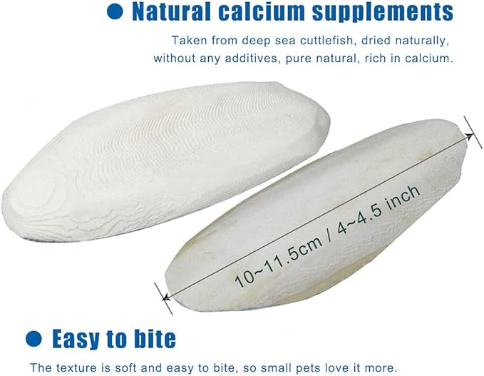 2PCS Natural Cuttlebone for Tortoise Turtles Snails Birds Cockatiels Parakeets Budgies Reptiles Small Animals(4"-4.5",Small) PAWPICO