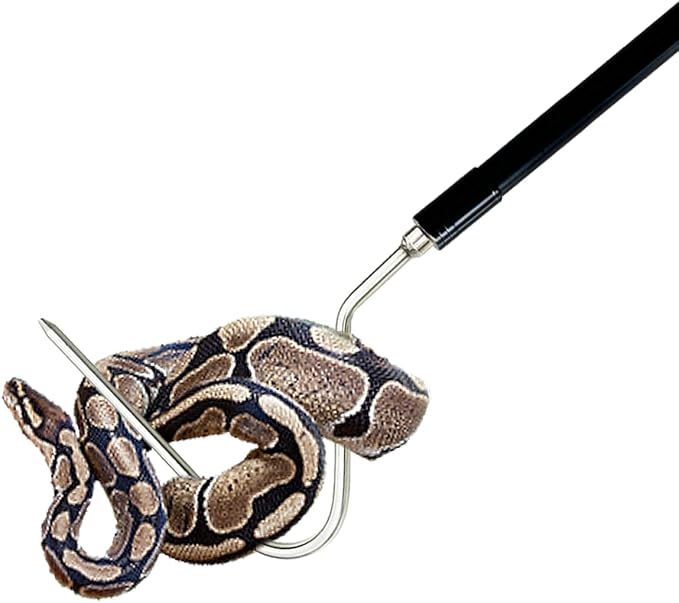 48" Carbon Snake Hook Reptile Catcher Stick Tongs Rattlesnakes Grabber Pick-up Handling Tool Kit for Catching Controlling or Moving Snake PAWPICO