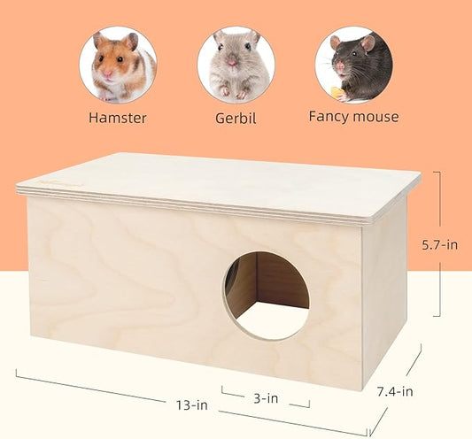 Niteangel Birch Chamber-Maze Hamster Hideout - Small Pets Woodland House Habitats Decor for Hamster Mice Gerbils Mouse Niteangel