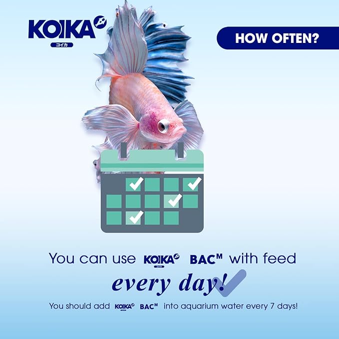 KOIKA BACM Natural Color Enhancement for Fish, Combination of Probiotic & Multi-Vitamins for Aquarium A, B6, B2, Pleasant Smell (BACM, 105ml) Koika