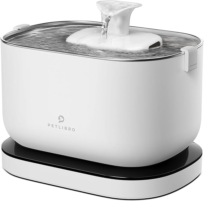 PETLIBRO Cat Water Fountain,Wireless Pet Fountain Battery Operated,2.5L/84oz Dockstream Automatic Dog Water Dispenser for Drinking with Quiet Pump Inside Stainless Steel Tray Easy Clean BPA-Free - PAWPICO