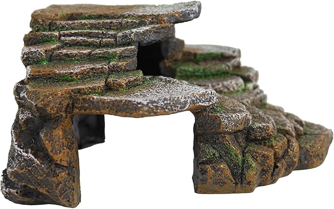 PENN-PLAX Reptology Shale Scape Step Ledge & Cave Hideout – Basking Area - Decorative Resin for Aquariums & Terrariums – Great for Reptiles, Amphibians, and Fish – Medium Penn-Plax
