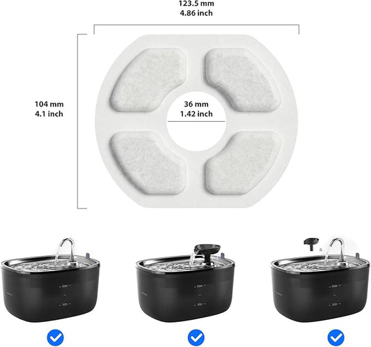 Stouchi Cat Fountain Filters Replacement, 6 Pieces Filters + 6 Pieces Sponge Filters for Pet Fountains, Suitable for WDQ1 - PAWPICO