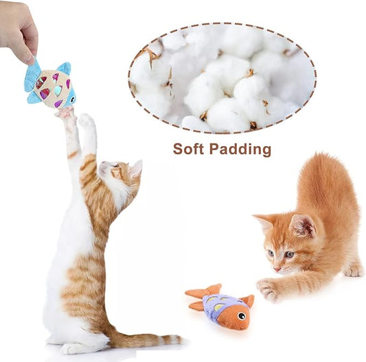 Andiker Cat Catnip Toys, 2pcs Small Cat Fish Toys with Crinkle Shine Ring Paper to Make Sound to Catch Your Cats Eyes and for Your Cats to Chew and Catch Interactive Cat Toys for Indoor Cat (2pc) - PAWPICO