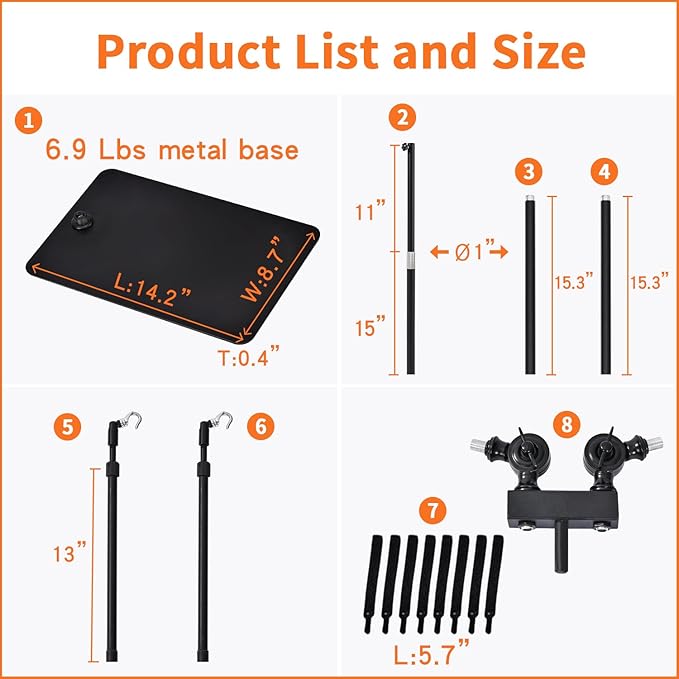 76" Stretching Adjustment Dual Reptile Lamp Stand Hang 8 Lbs Very Sturdy, Reptile Heat Light Stand Brooder Lamp Support, Grow Light Stand, Turtle Tank Light Stand, Aquarium Light Stand msgglun