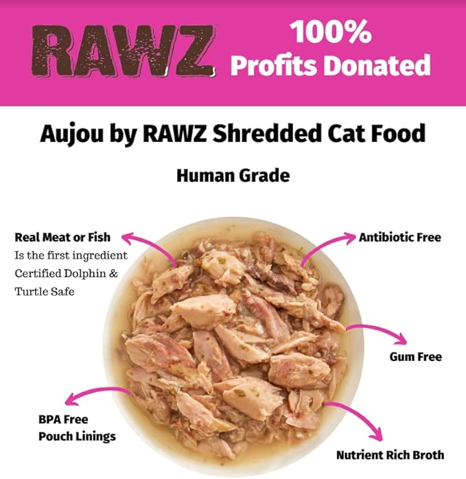 Rawz Aujou Chicken Breast & Duck Cat Food 8 Pouches 2.46 oz - PAWPICO