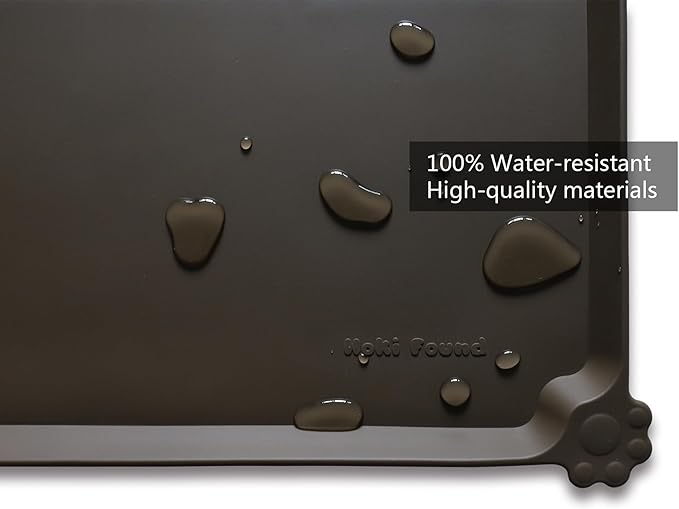 Hoki Found X-Large Silicone Pet Food Mats Tray - Non Slip Pet Dog Cat Bowl Mats Placemat - Dog Pet Cat Feeding Mat - Waterproof Dog Cat Food Mats -Pet Water Mats for Carpet - Coffee - PAWPICO