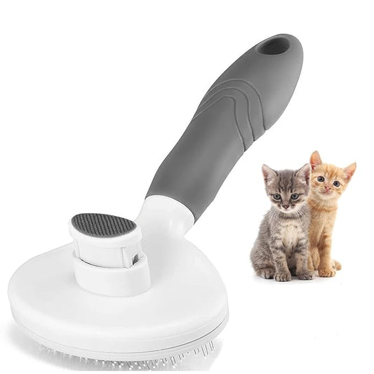 Cat Self Cleaning Slicker Brush, Pets Skin Friendly Cat Brush for Dogs Cats Grooming Brush Tool Easy to Remove Loose Undercoat, Mats Tangled Hair Slicker Massage Cats Dogs Brush - Upgraded - PAWPICO